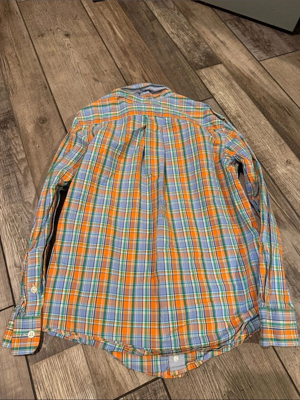 Boys Ralph Lauren Plaid Button-Down Shirt in Orange and Blue Size 8
